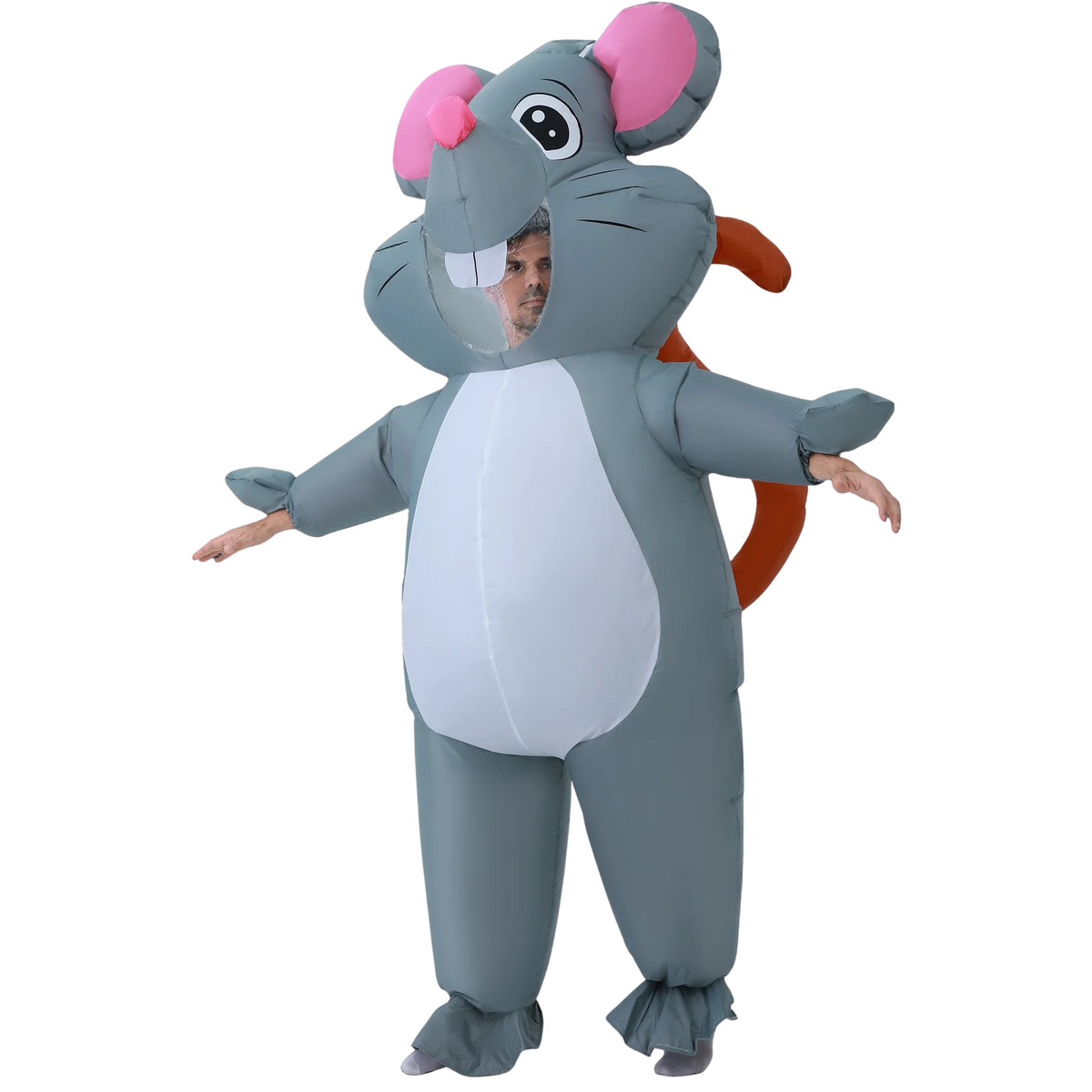 Inflatable Grey Mouse Costume – Funny Adult Animal Fancy Dress