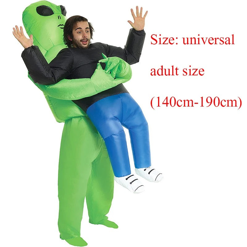 Inflatable Alien Carry Me Costume – Funny Green Alien Halloween Outfit