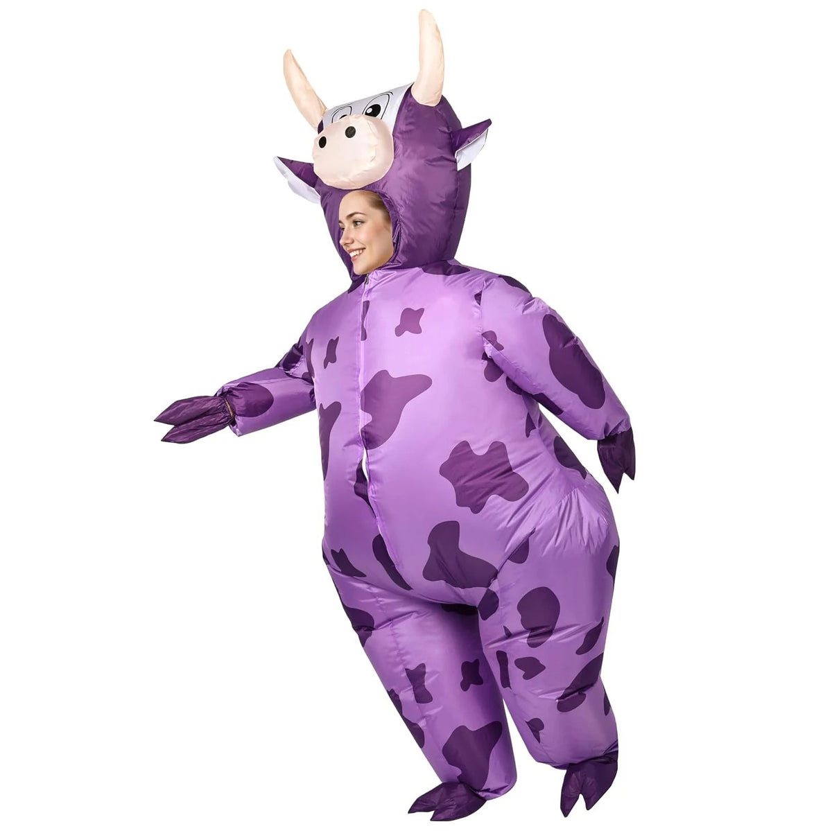 Inflatable Purple Cow Costume – Funny Adult Animal Outfit