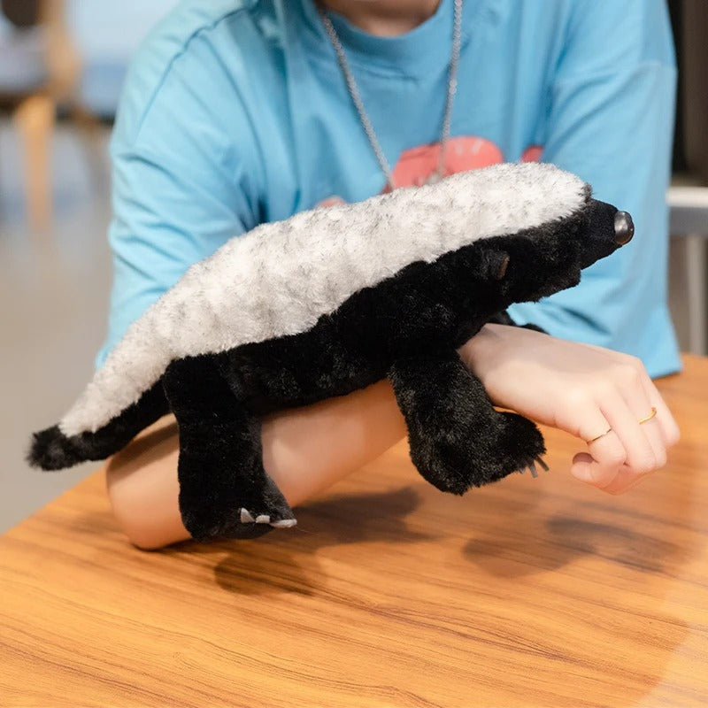 Cute Badger Plush Toy – Soft Black & White Wildlife Stuffed Animal, Adorable Badger Pillow