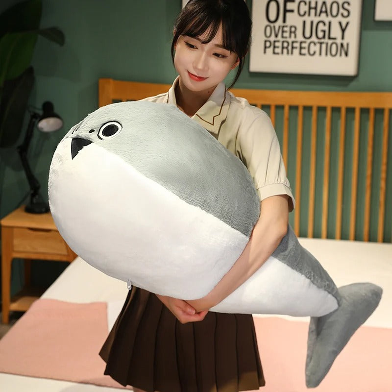 Grey Shark Plush Toy – Soft Sea Animal Stuffed Pillow