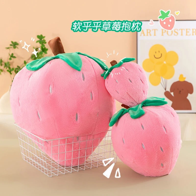 Strawberry Plush Pillow – Soft & Cuddly Fruit Cushion