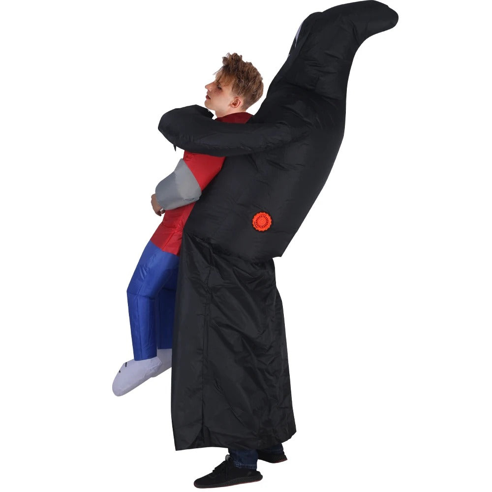 Inflatable Carry Me Ghost Costume – Funny Halloween Grim Reaper Outfit
