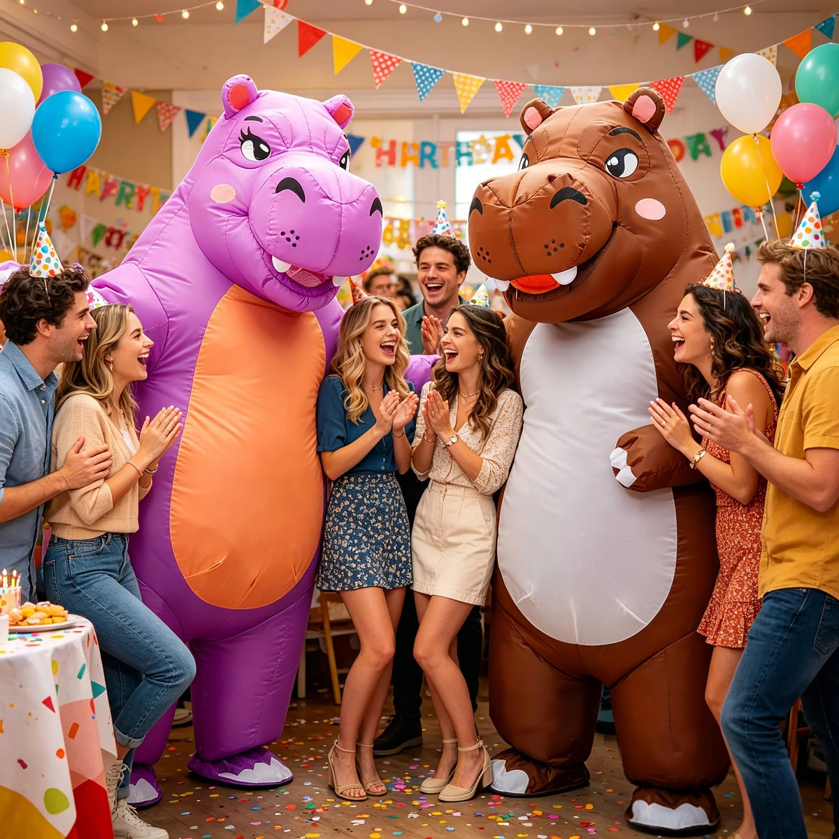 Inflatable Hippo Costume – Funny Purple Animal Halloween Outfit