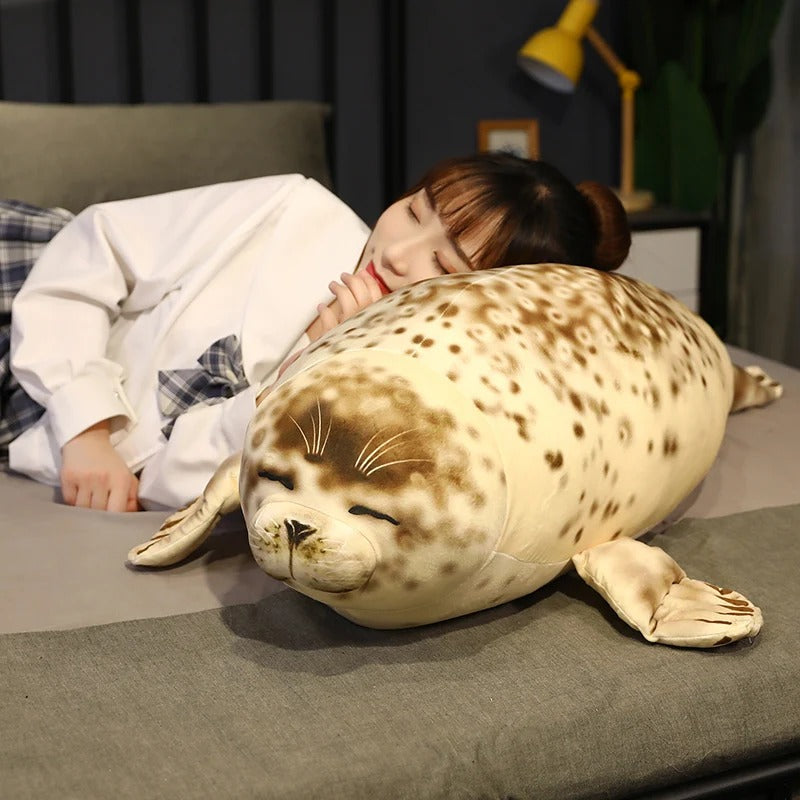 Cute Seal Plush Pillow – Soft Sea Lion Stuffed Animal, Cozy Marine Animal Cushion