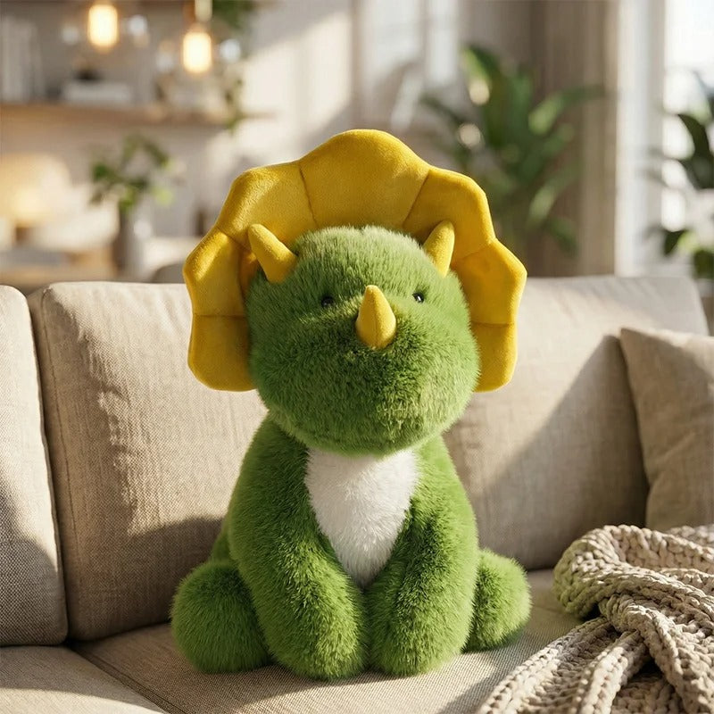 Cute Green Triceratops Plush Toy