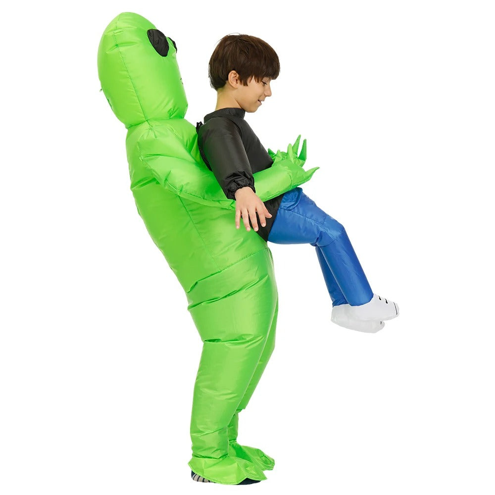 Inflatable Alien Carry Me Costume – Funny Green Alien Halloween Outfit