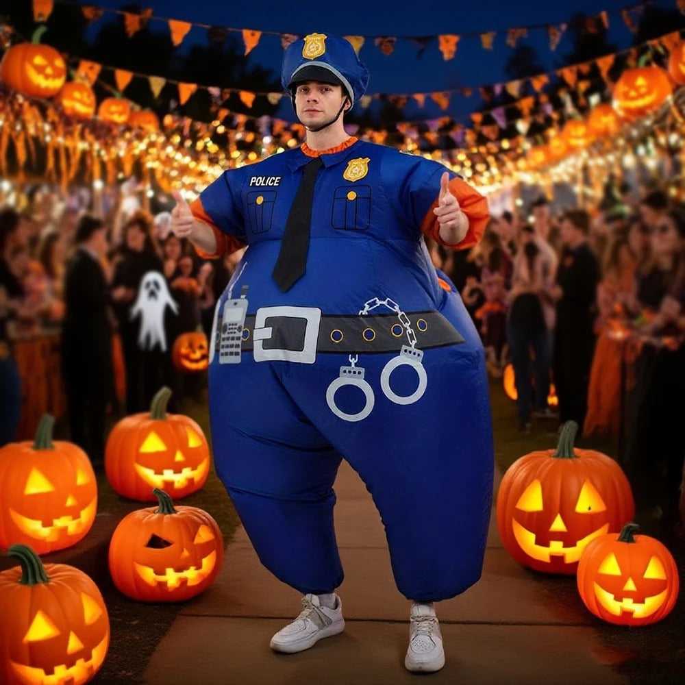 Inflatable Police Officer Costume – Funny Adult Halloween Outfit