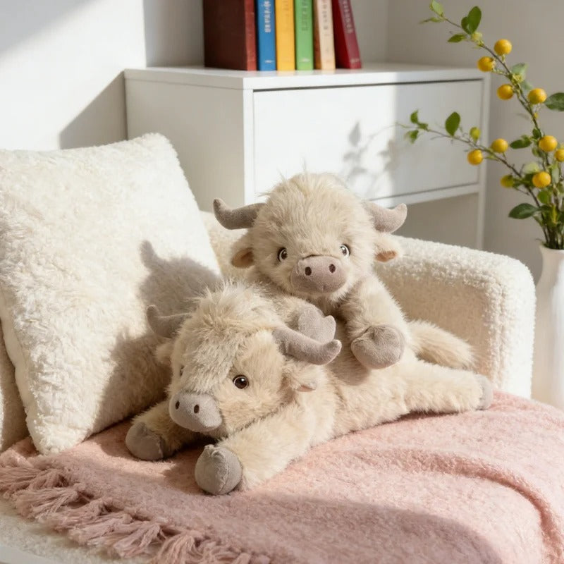 Cute Lying Cow Plush Toy – Soft Kawaii Cattle Stuffed Animal