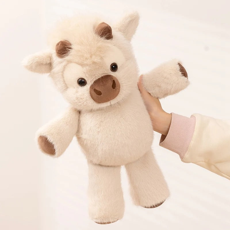 Adorable Highland Cattle Plush Toy – Huggable Running Cow Stuffed Animal