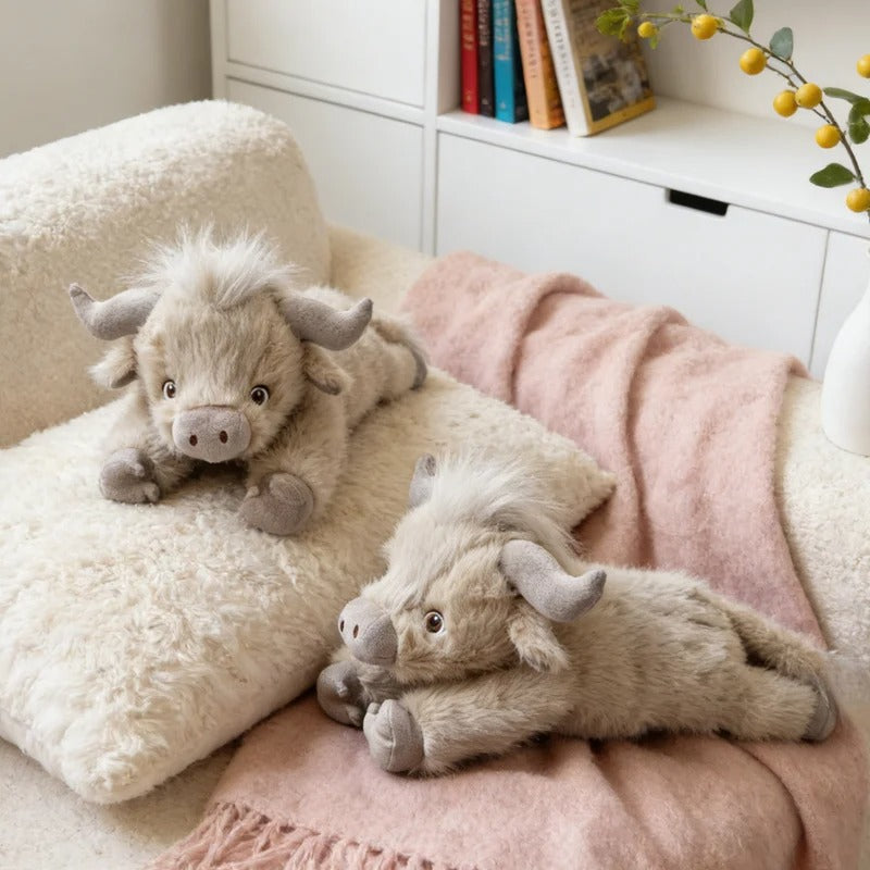 Cute Lying Cow Plush Toy – Soft Kawaii Cattle Stuffed Animal