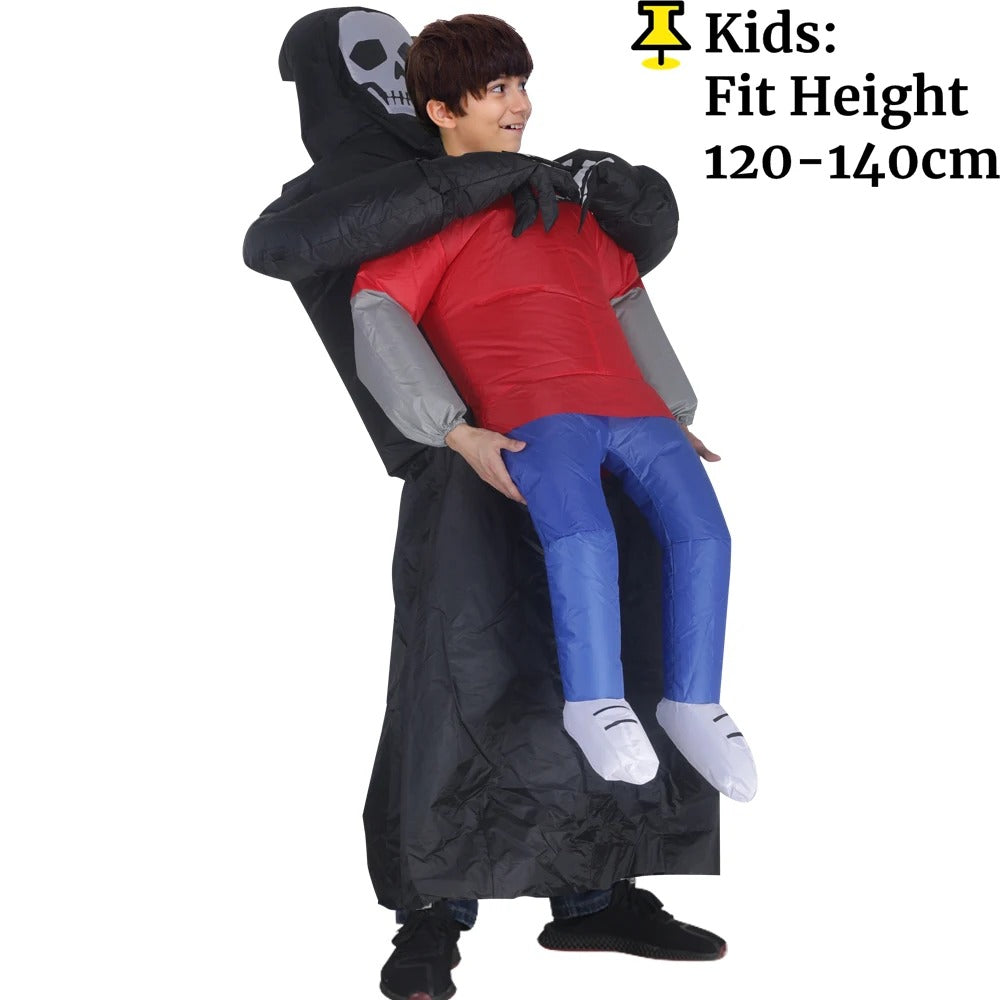 Inflatable Carry Me Ghost Costume – Funny Halloween Grim Reaper Outfit