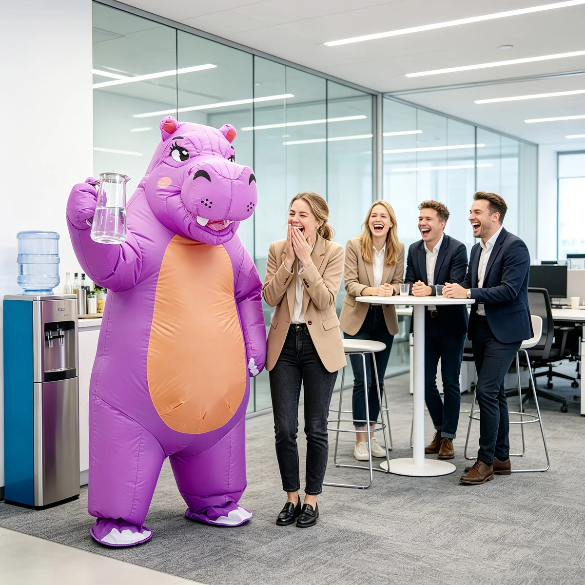 Inflatable Hippo Costume – Funny Purple Animal Halloween Outfit