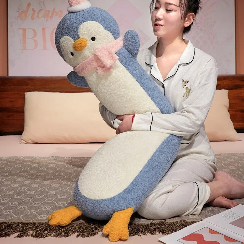 Cute Long Penguin Plush Pillow – Soft Cuddly Cartoon Penguin