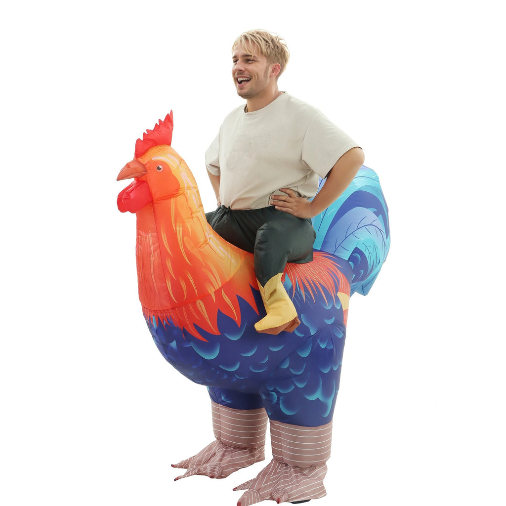 Inflatable Rooster Ride-On Costume – Funny Chicken Halloween Outfit