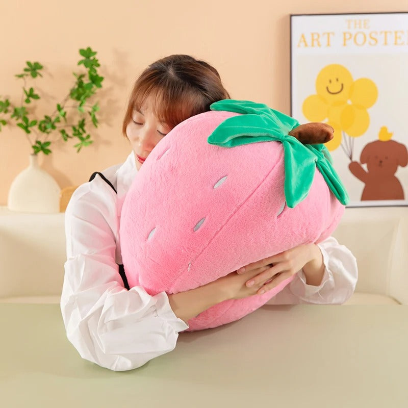 Strawberry Plush Pillow – Soft & Cuddly Fruit Cushion