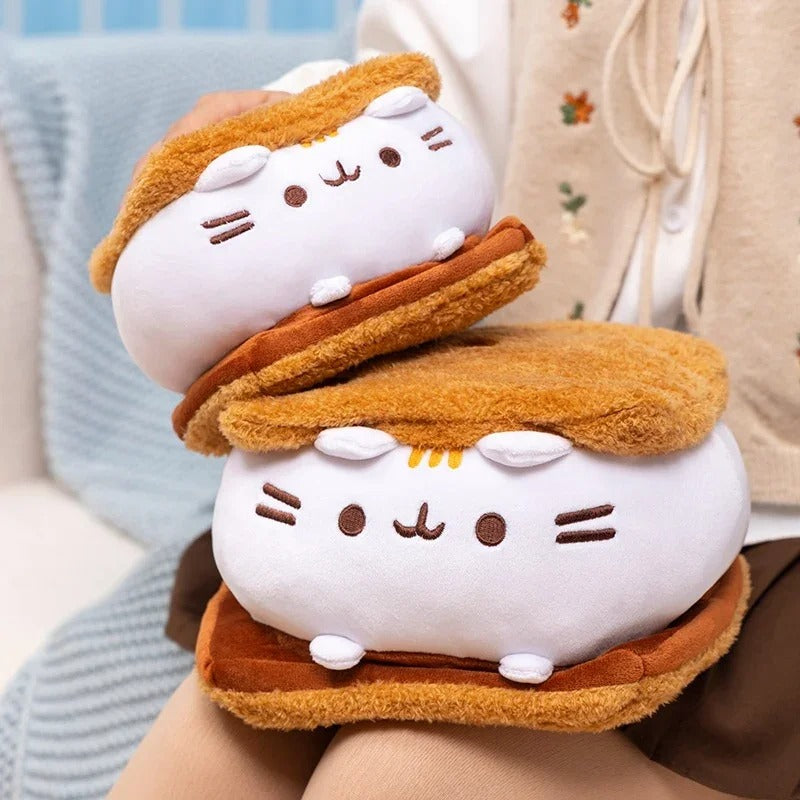Cute Biscuit Cat Plush Pillow – Adorable Sandwich Cookie Cat Stuffed Toy