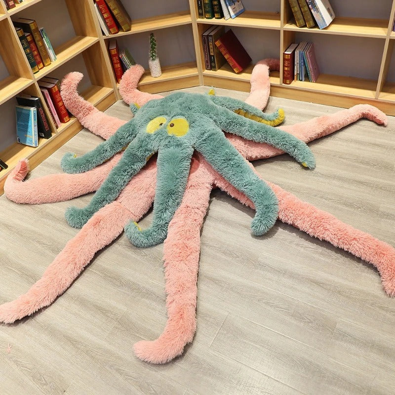 Huge Octopus Monster Plush Bed & Floor Mat – Green, White & Pink