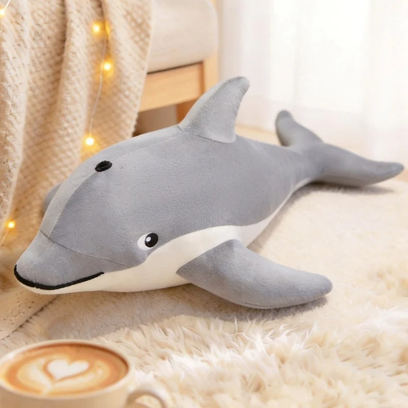 Kawaii Chubby Dolphin Plush Pillow – Soft Ocean Animal