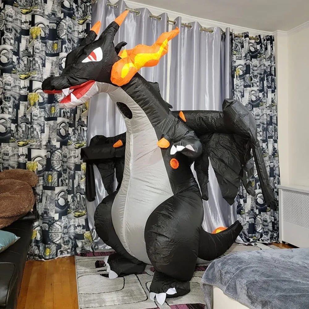 Inflatable Fire-Breathing Dragon Costume – Black Fantasy Dragon Outfit