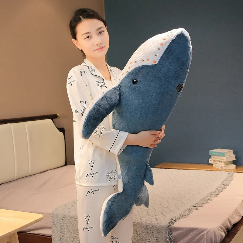 Giant Whale Plush Toy – Soft Huggable Ocean Animal Pillow