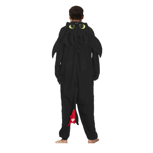 Black Dragon Costume Adult Kigurumi Onesie Cosplay Pajamas Unisex Halloween Christmas Sleepwear Party Outfit