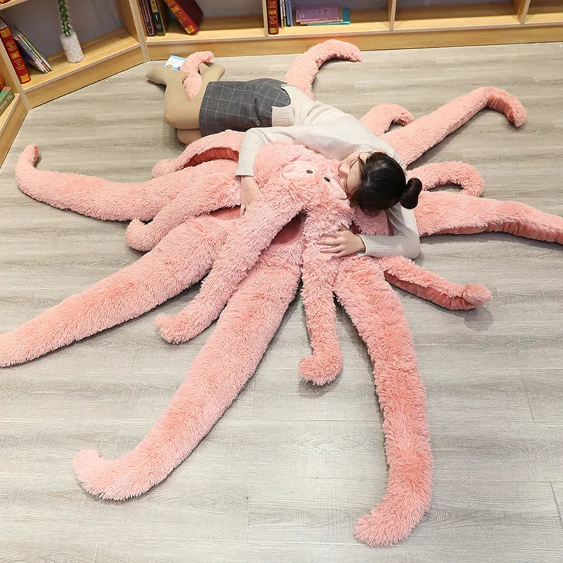 Huge Octopus Monster Plush Bed & Floor Mat – Green, White & Pink