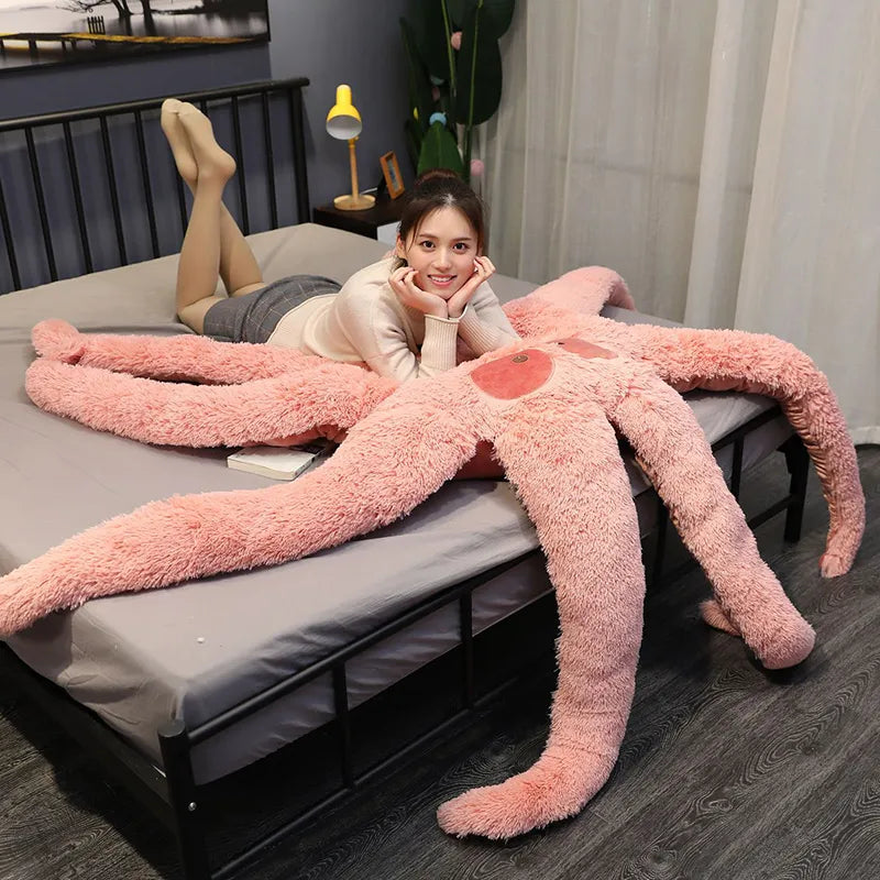 Huge Octopus Monster Plush Bed & Floor Mat – Green, White & Pink