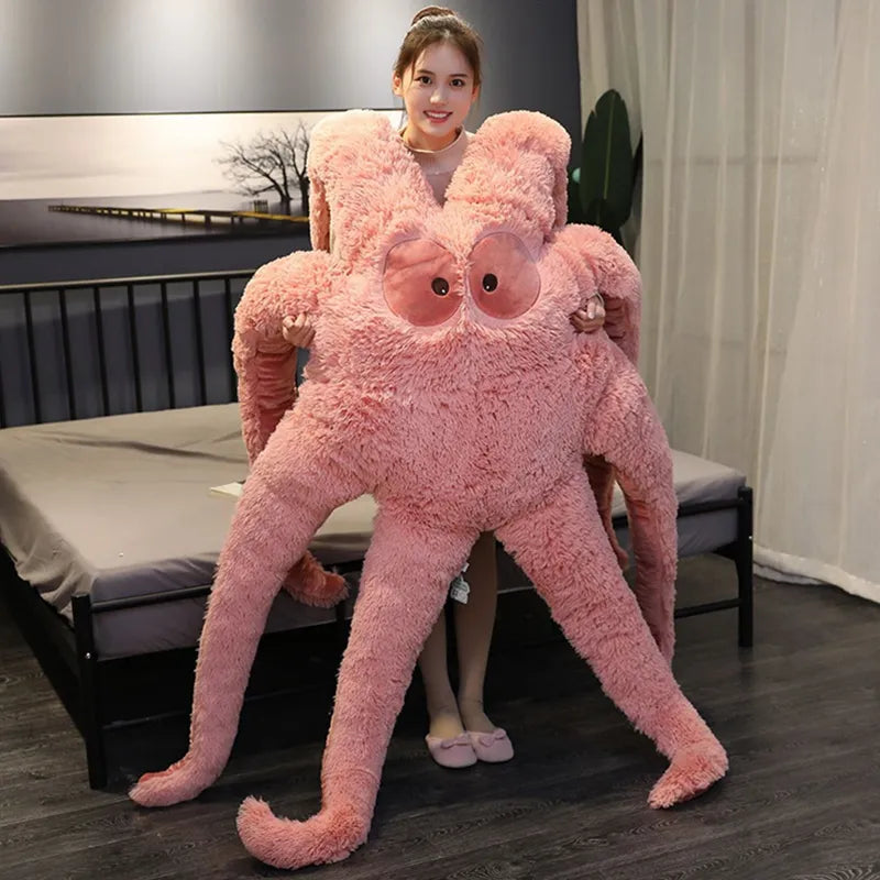 Huge Octopus Monster Plush Bed & Floor Mat – Green, White & Pink